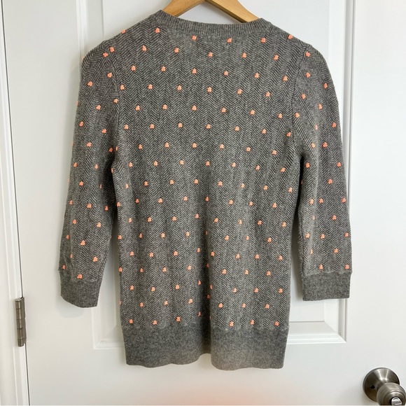 J. Crew Collection 100% Italian Cashmere Pointelle Dot Crewneck Sweater Gray S - Picture 3 of 10
